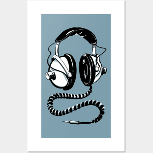 Huge vintage headphones illustration Posters and Art